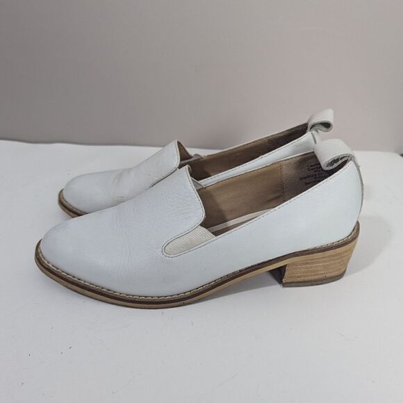 Shellys London White leather slip on loafers plain 7.5 - Picture 4 of 10